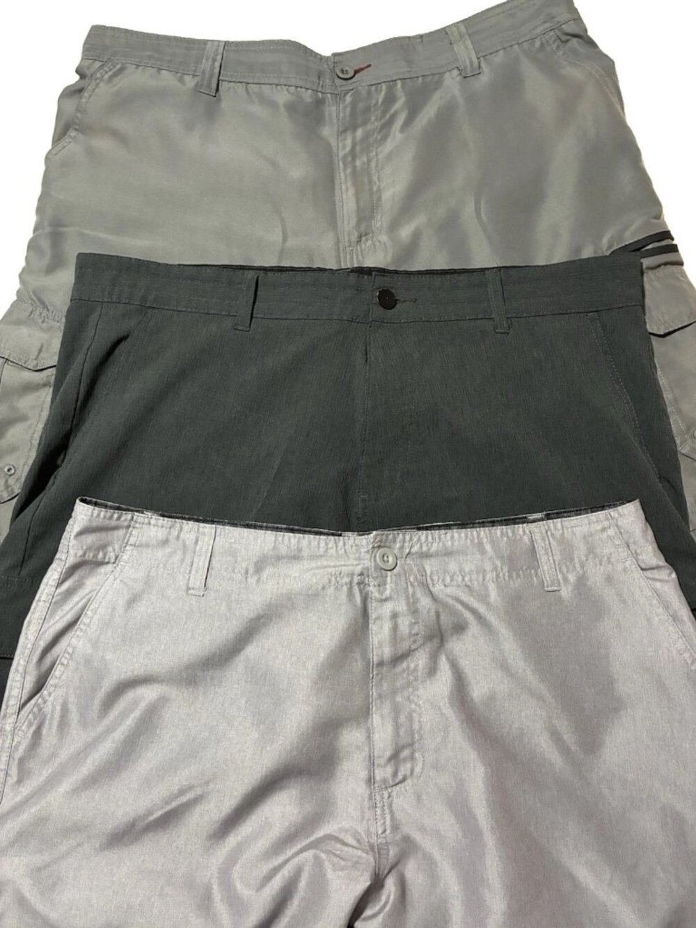 Lot of 3 Burnside Men's Hybrid Cargo Shorts Size 38 Black Gray Multi Pack Board